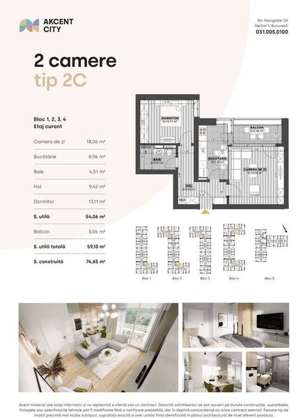 Apartament 2 camere BUCURESTII NOI KAUFLAND